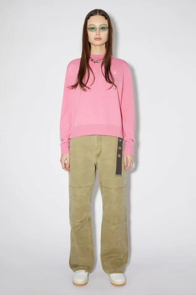 Acne Studios Knitwear Woman Wool Crew Neck SweaterUnisex Bubble Pink