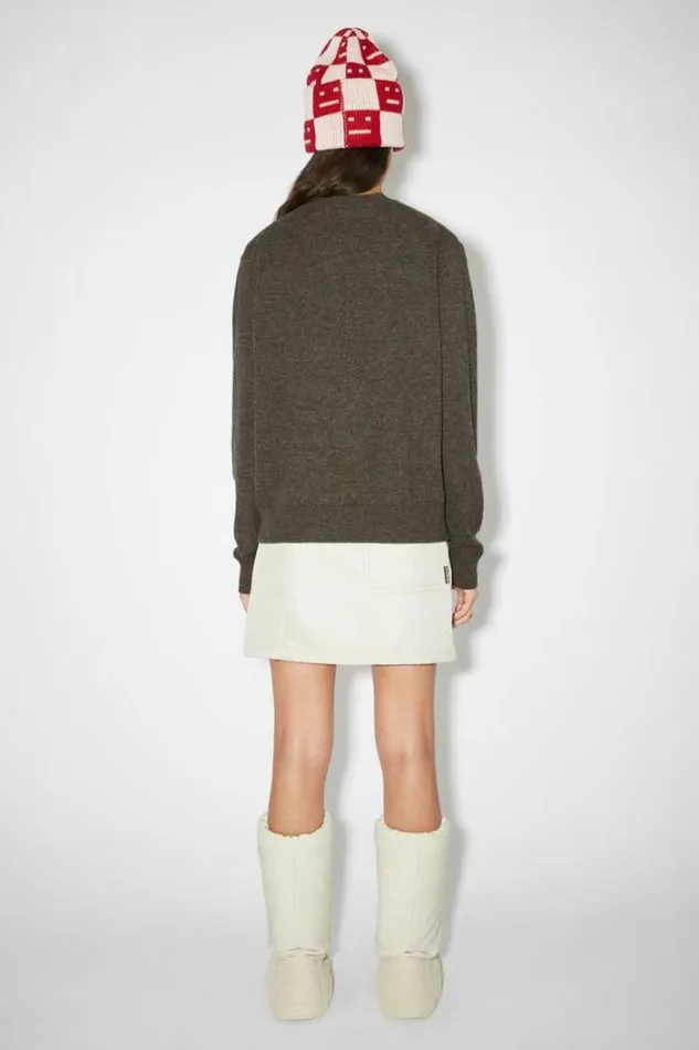 Acne Studios Knitwear Woman Wool Crew Neck SweaterUnisex GreyBrown Melange