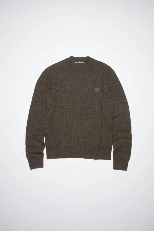 Acne Studios Knitwear Woman Wool Crew Neck SweaterUnisex GreyBrown Melange