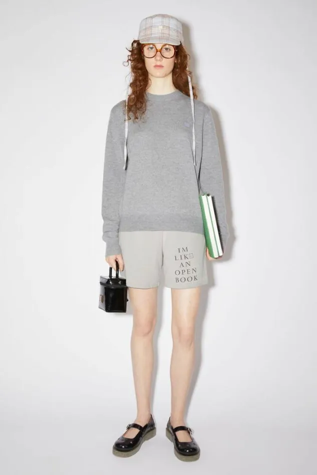 Acne Studios Knitwear Woman Wool Crew Neck SweaterUnisex Grey Melange