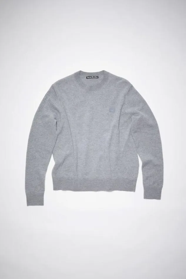 Acne Studios Knitwear Woman Wool Crew Neck SweaterUnisex Grey Melange