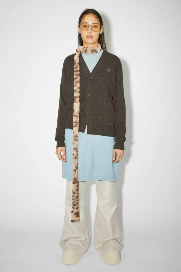 Acne Studios Knitwear Woman Wool Knit CardiganUnisex GreyBrown Melange