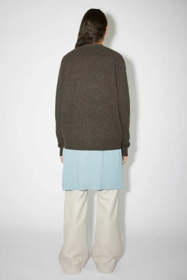 Acne Studios Knitwear Woman Wool Knit CardiganUnisex GreyBrown Melange
