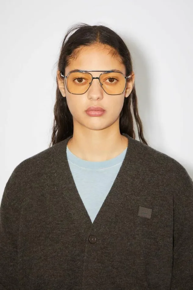 Acne Studios Knitwear Woman Wool Knit CardiganUnisex GreyBrown Melange