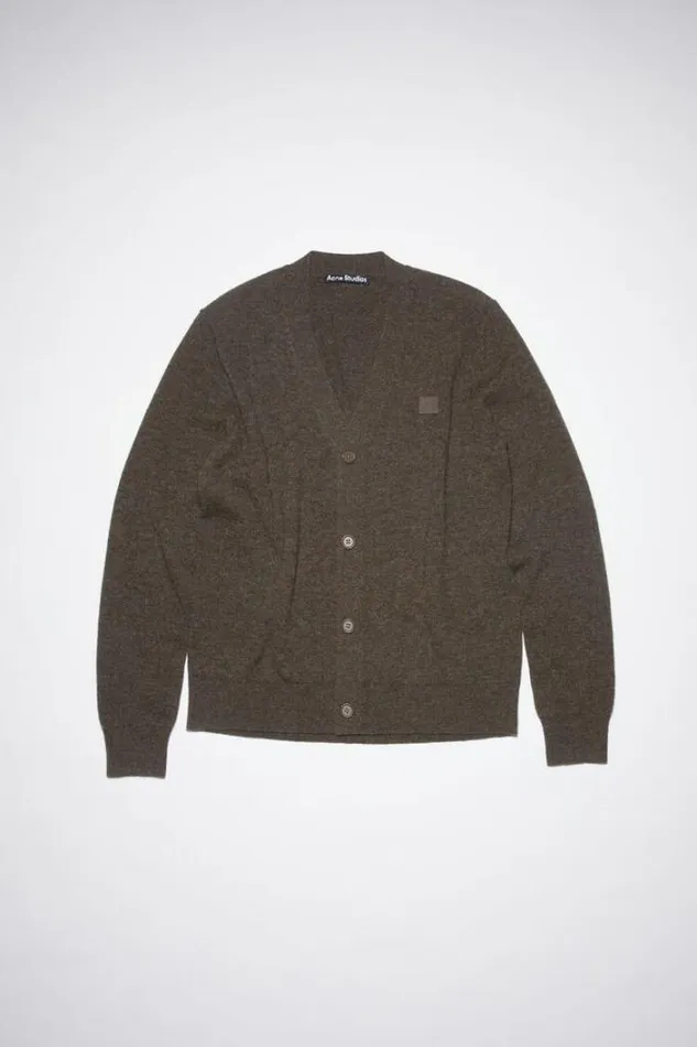 Acne Studios Knitwear Woman Wool Knit CardiganUnisex GreyBrown Melange