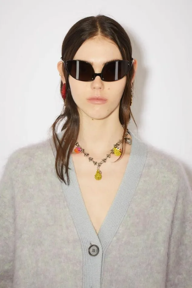 Acne Studios Knitwear Woman Wool Mohair Cardigan Soft Green Melange