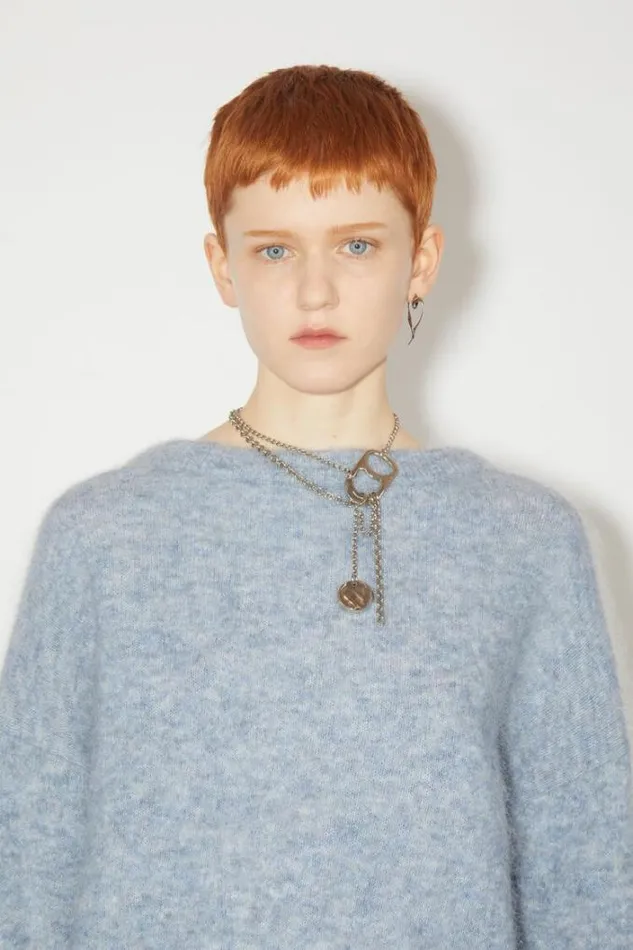 Acne Studios Knitwear Woman Wool Mohair Jumper Denim Blue
