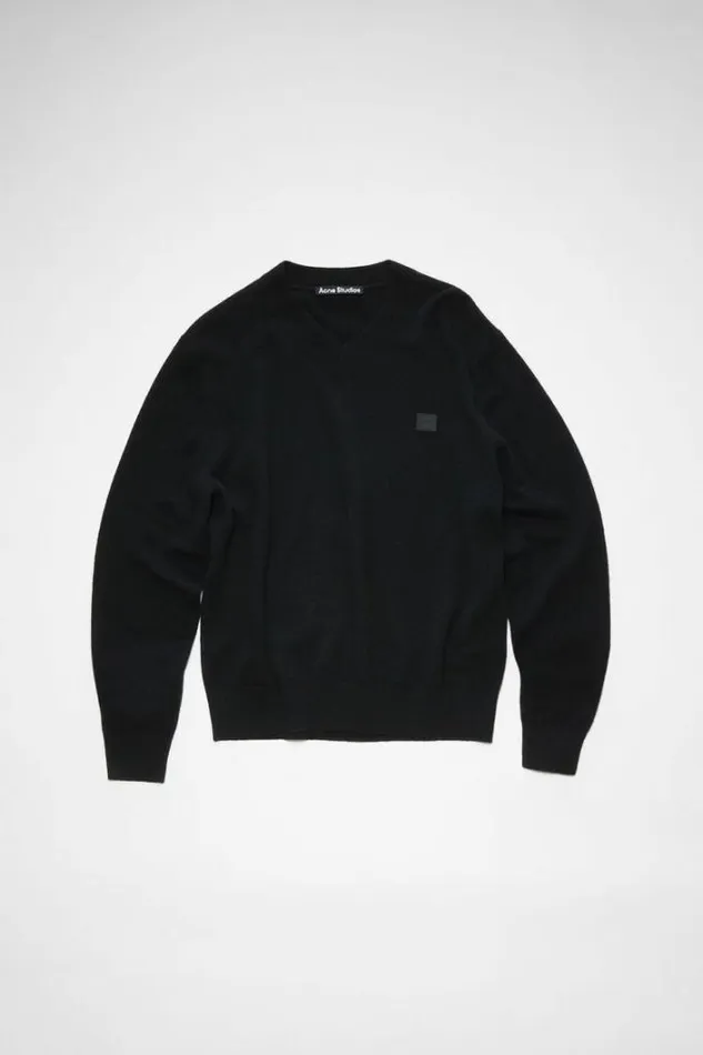 Acne Studios Knitwear Woman Wool Vneck SweaterUnisex Black