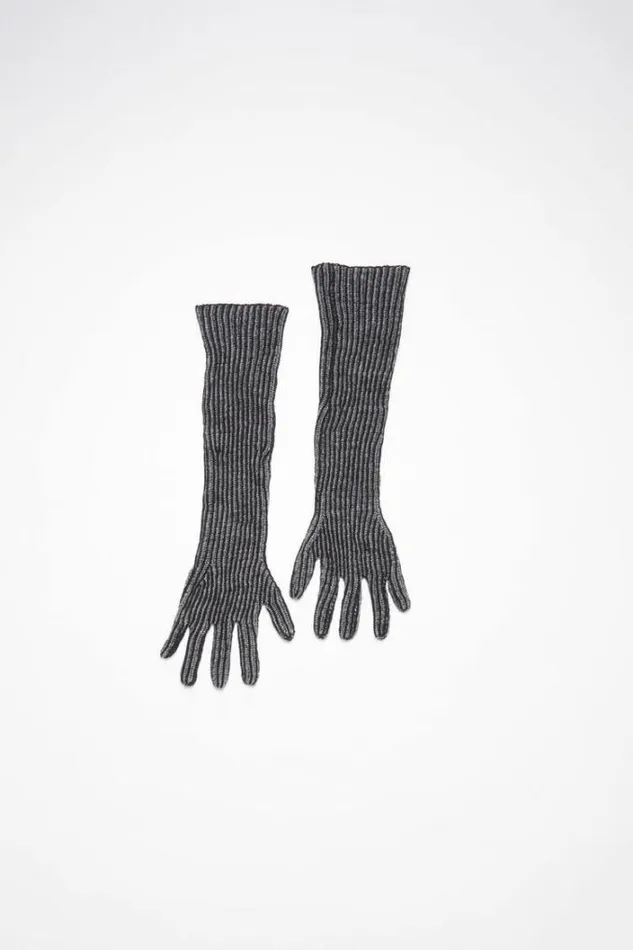 Acne Studios Objects Woman Ribbed Gloves Anthracite Grey