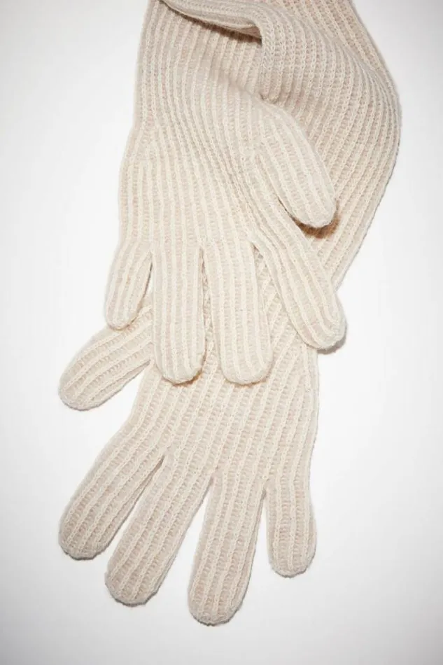 Acne Studios Objects Woman Ribbed Gloves Light Beige