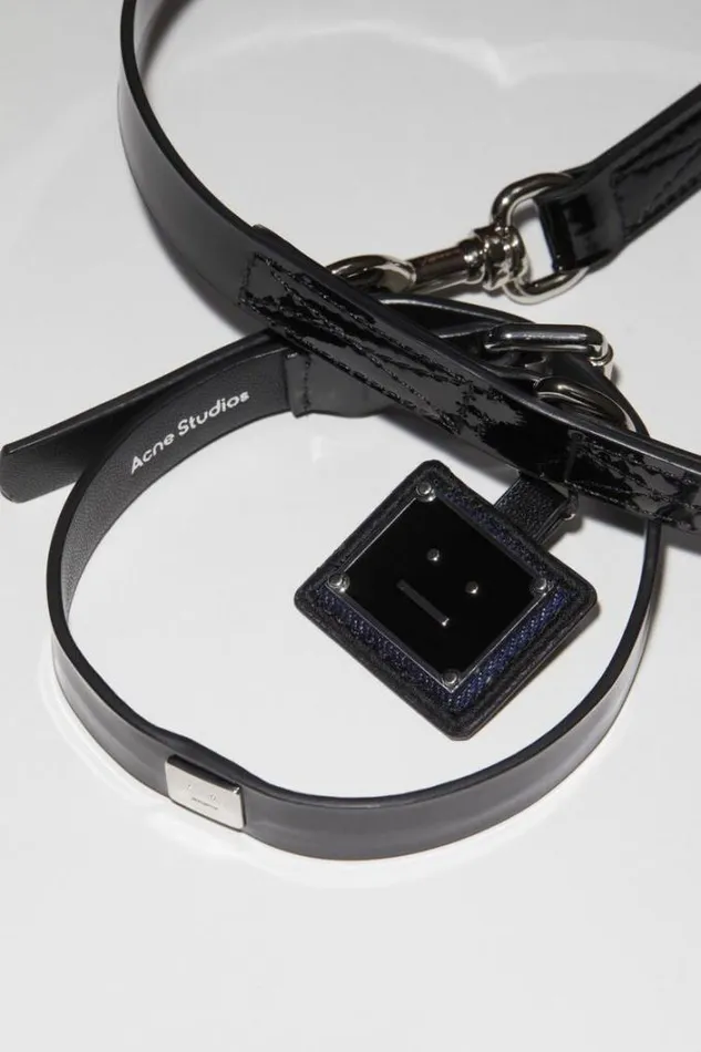 Acne Studios Objects Woman Small Face Logo Pet Leash BlackBlack