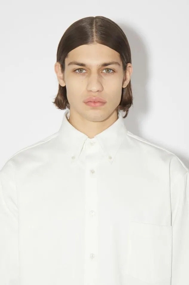 Acne Studios Outerwear Man Buttonup Overshirt White