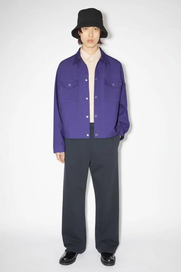Acne Studios Outerwear Man Cotton Blend Overshirt Electric Purple