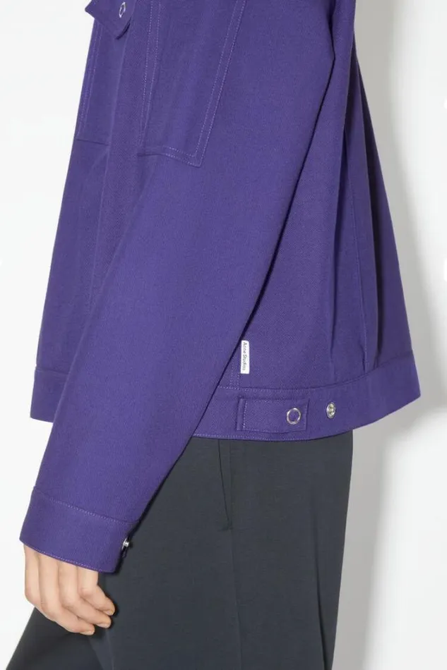 Acne Studios Outerwear Man Cotton Blend Overshirt Electric Purple