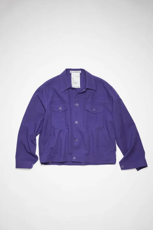 Acne Studios Outerwear Man Cotton Blend Overshirt Electric Purple