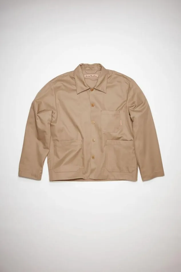Acne Studios Outerwear Man Cotton Twill Jacket Beige