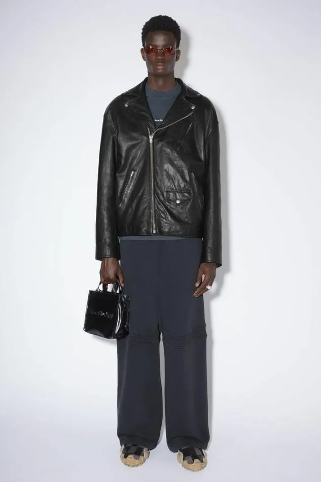 Acne Studios Outerwear Man Distressed Leather Jacket Black