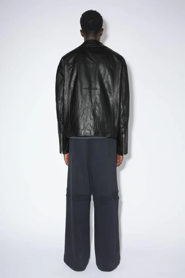 Acne Studios Outerwear Man Distressed Leather Jacket Black