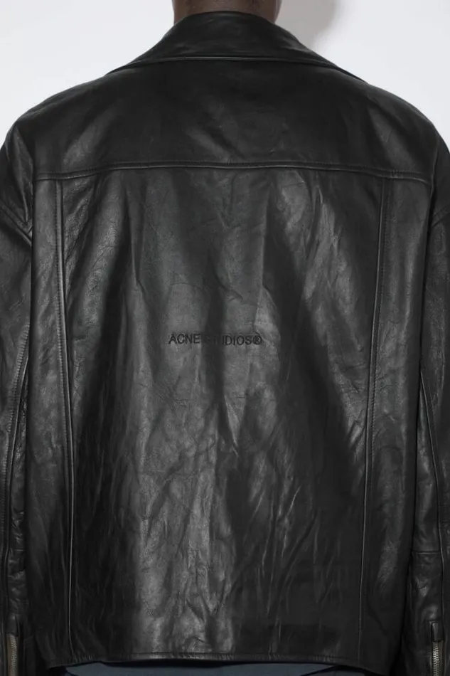 Acne Studios Outerwear Man Distressed Leather Jacket Black