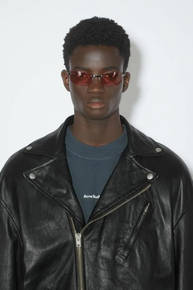 Acne Studios Outerwear Man Distressed Leather Jacket Black
