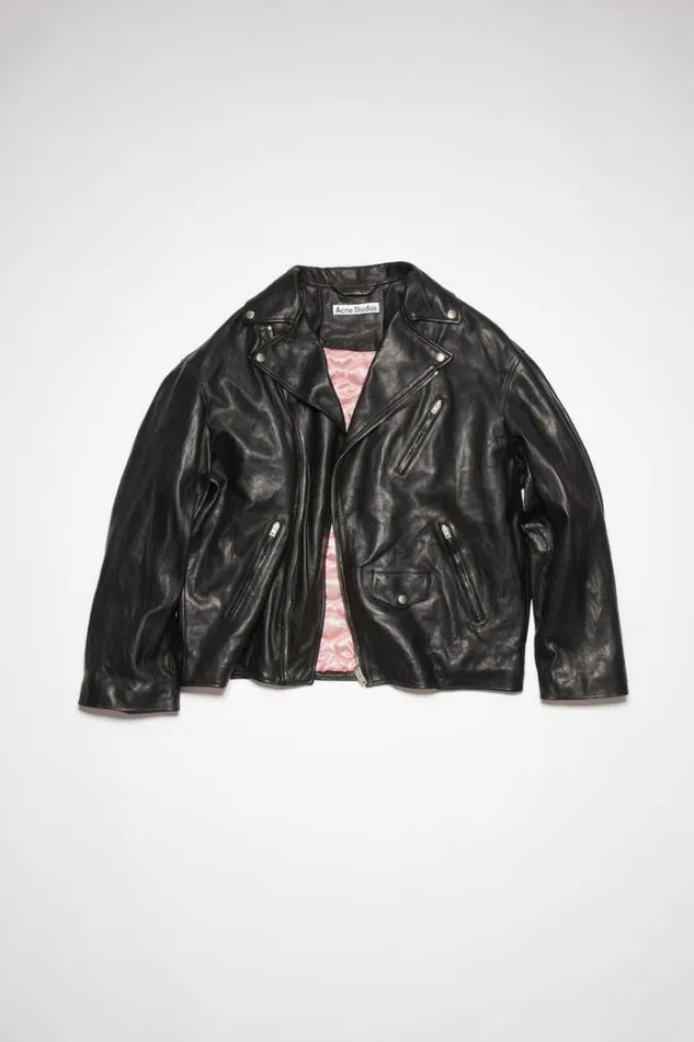 Acne Studios Outerwear Man Distressed Leather Jacket Black