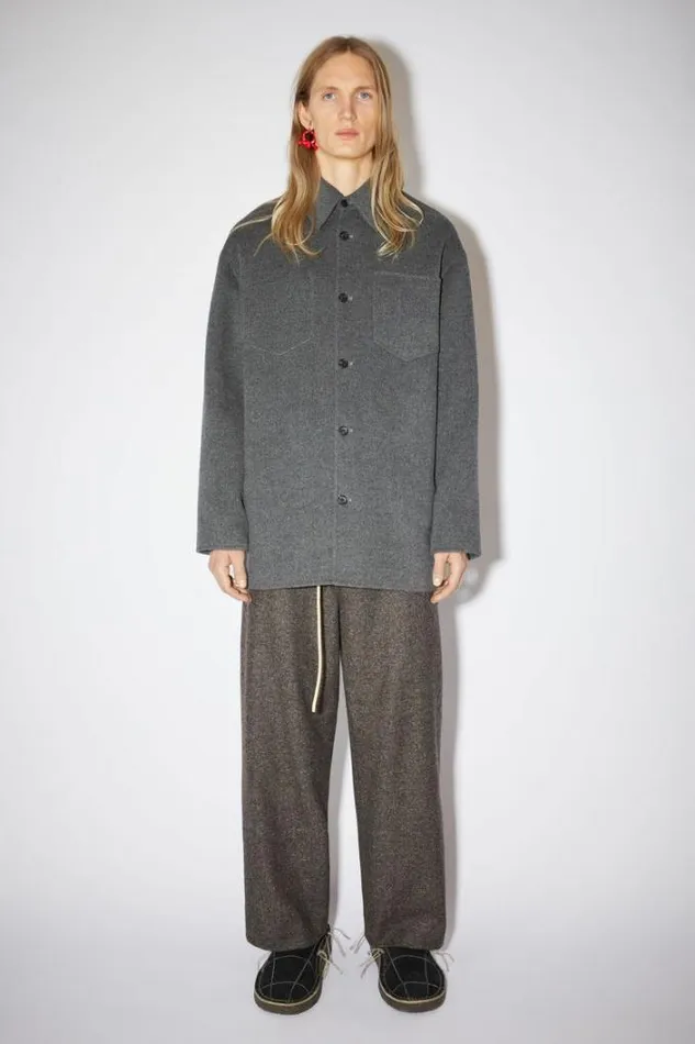 Acne Studios Outerwear Man Double Face Shirt Jacket Grey Melange
