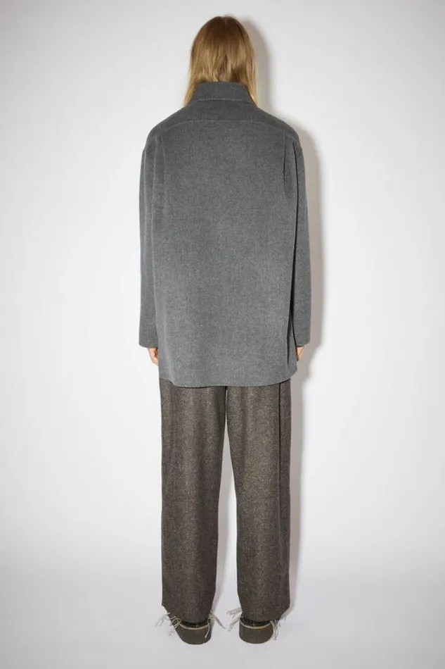 Acne Studios Outerwear Man Double Face Shirt Jacket Grey Melange