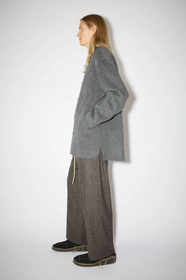 Acne Studios Outerwear Man Double Face Shirt Jacket Grey Melange