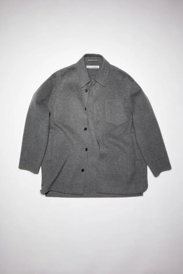 Acne Studios Outerwear Man Double Face Shirt Jacket Grey Melange