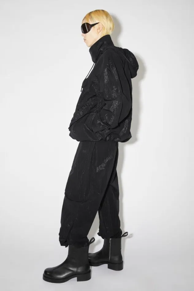 Acne Studios Outerwear Man Embroidered Nylon Jacket Stone Black