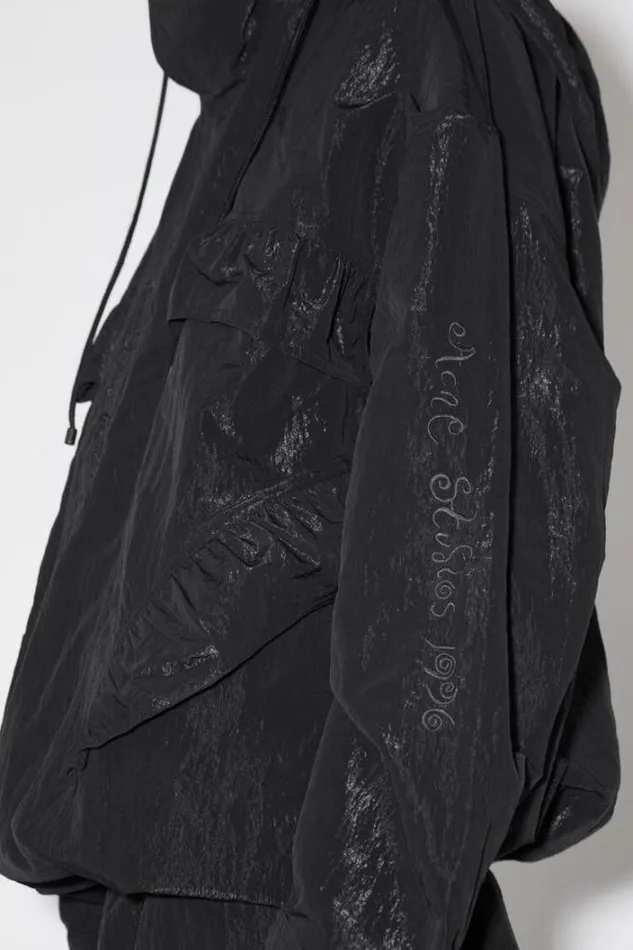 Acne Studios Outerwear Man Embroidered Nylon Jacket Stone Black