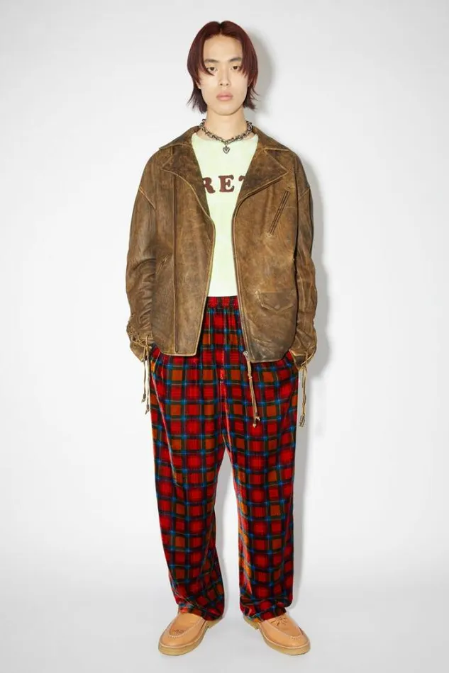 Acne Studios Outerwear Man Laced Leather Jacket BrownOrange