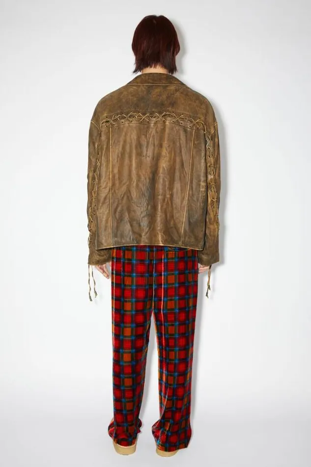 Acne Studios Outerwear Man Laced Leather Jacket BrownOrange