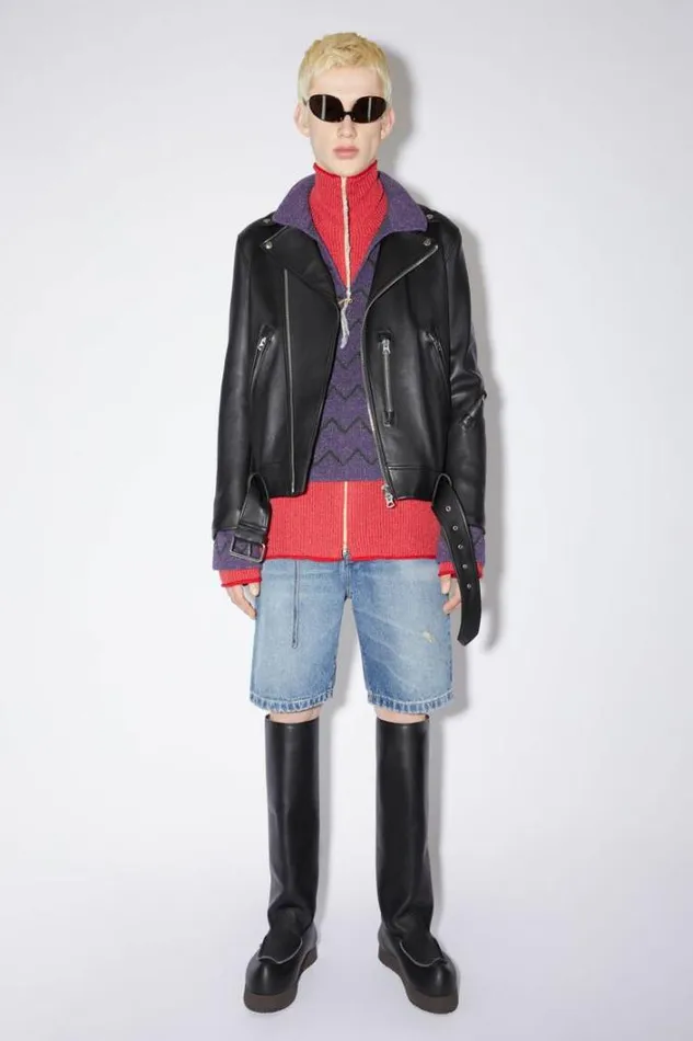 Acne Studios Outerwear Man Leather Biker Jacket Black