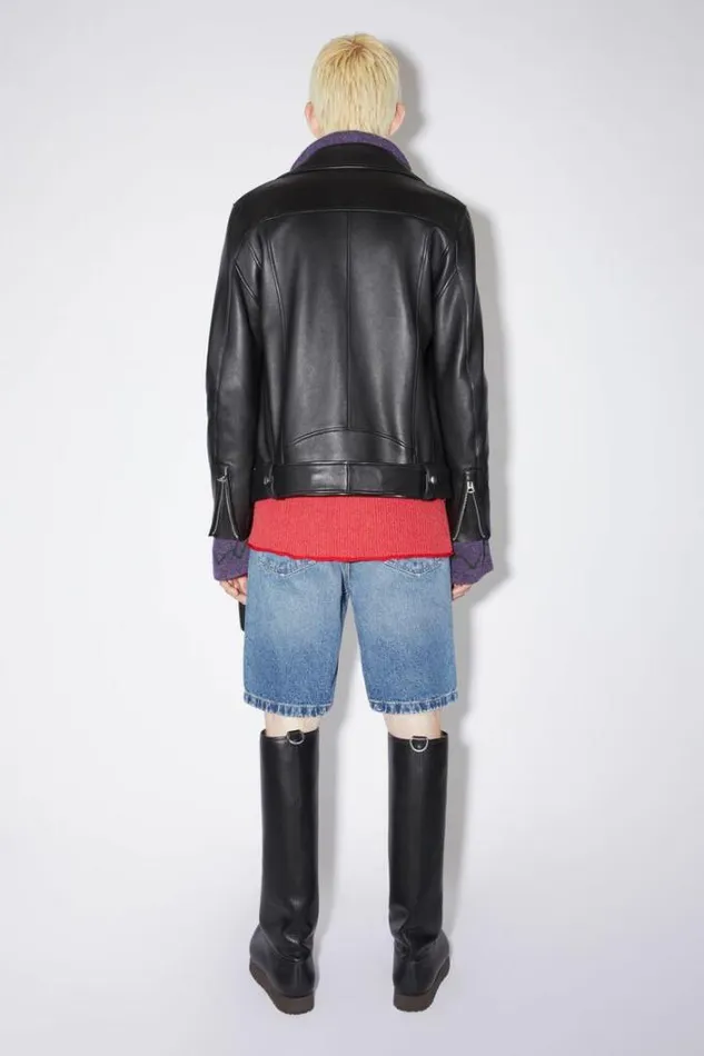 Acne Studios Outerwear Man Leather Biker Jacket Black