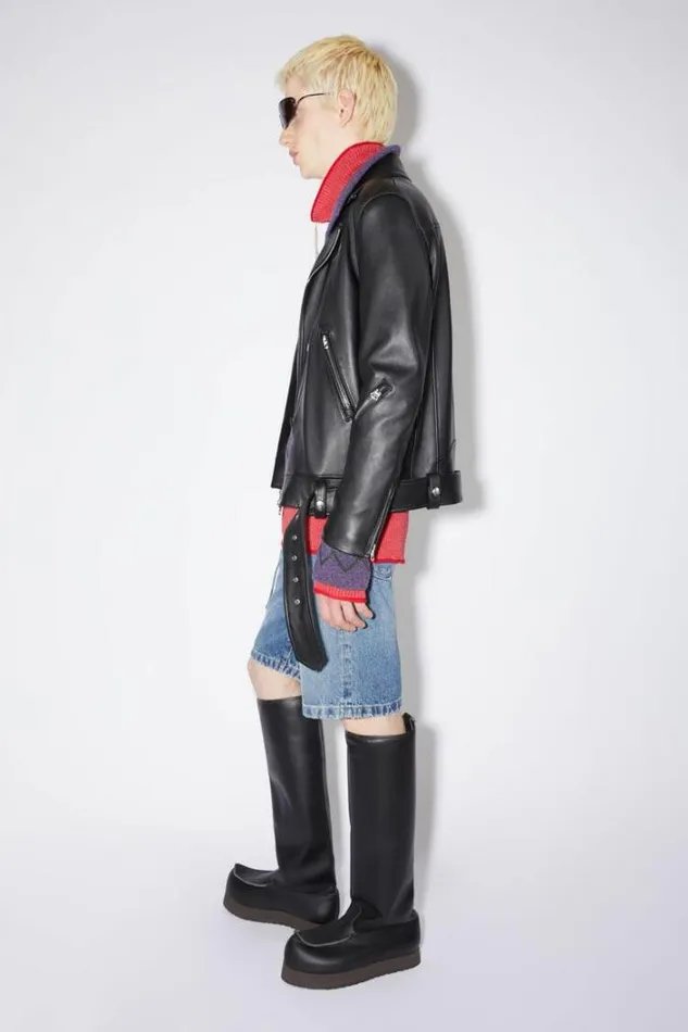 Acne Studios Outerwear Man Leather Biker Jacket Black