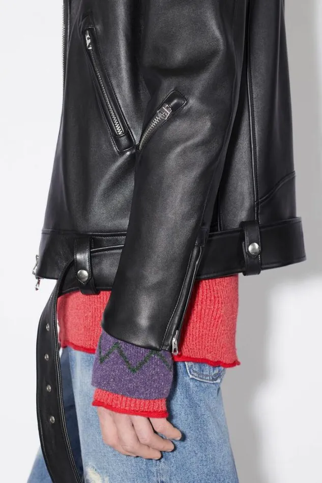 Acne Studios Outerwear Man Leather Biker Jacket Black