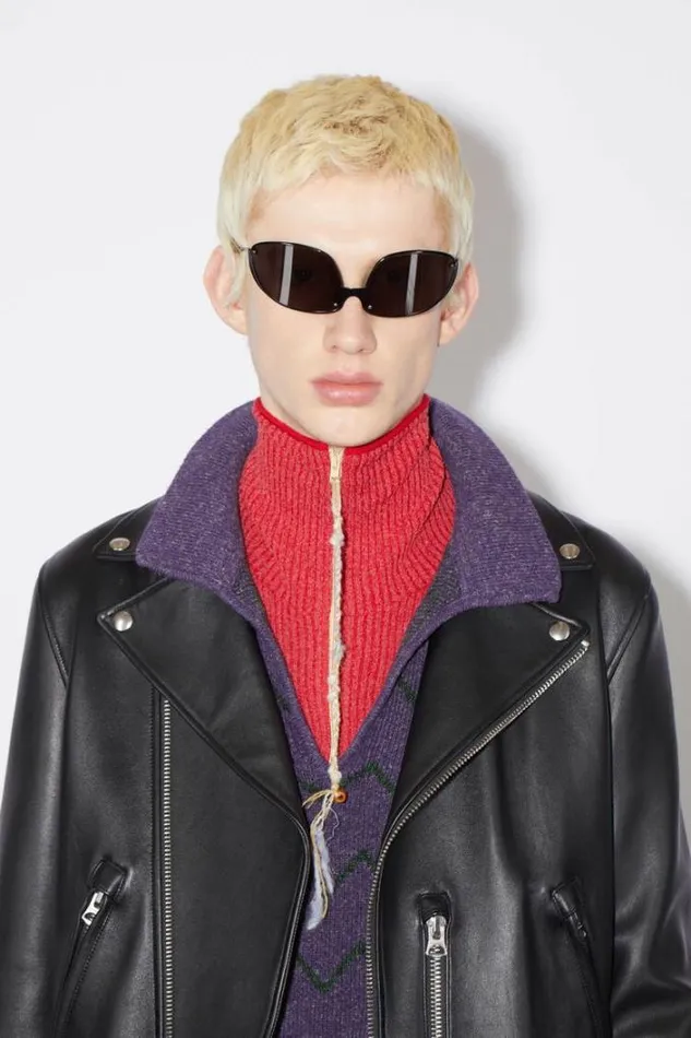 Acne Studios Outerwear Man Leather Biker Jacket Black