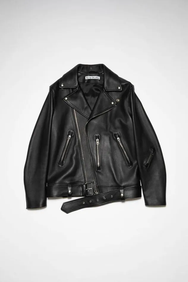 Acne Studios Outerwear Man Leather Biker Jacket Black