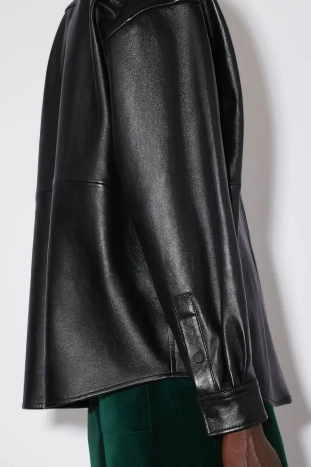 Acne Studios Outerwear Man Leather Overshirt Black