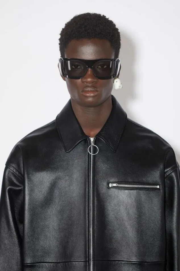 Acne Studios Outerwear Man Leather Overshirt Black