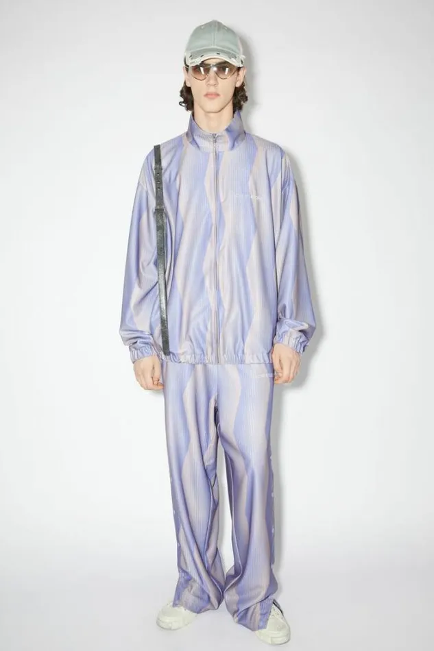 Acne Studios Outerwear Man Logo Zipper Jacket BlueBeige