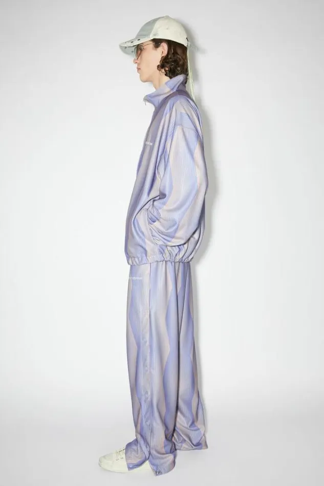 Acne Studios Outerwear Man Logo Zipper Jacket BlueBeige