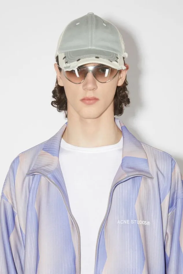 Acne Studios Outerwear Man Logo Zipper Jacket BlueBeige