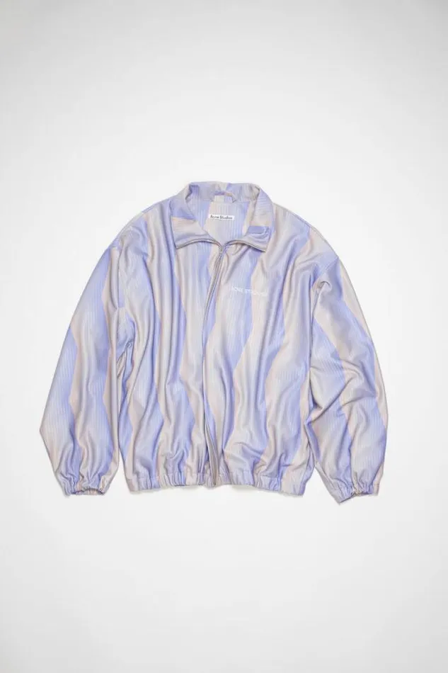 Acne Studios Outerwear Man Logo Zipper Jacket BlueBeige