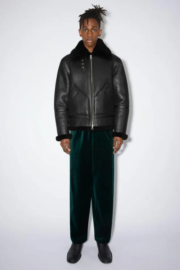 Acne Studios Outerwear Man Shearling Aviator Jacket Black