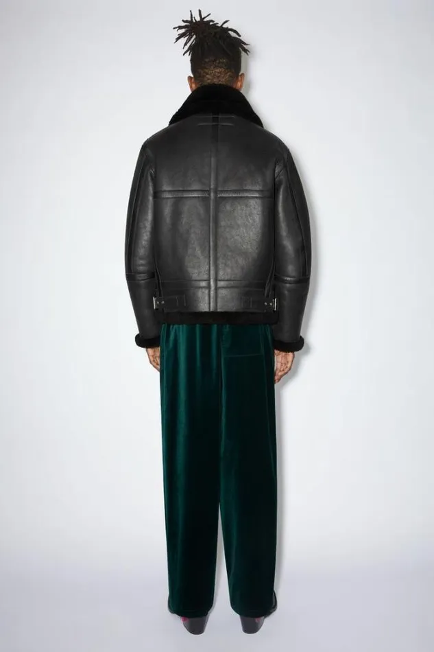 Acne Studios Outerwear Man Shearling Aviator Jacket Black