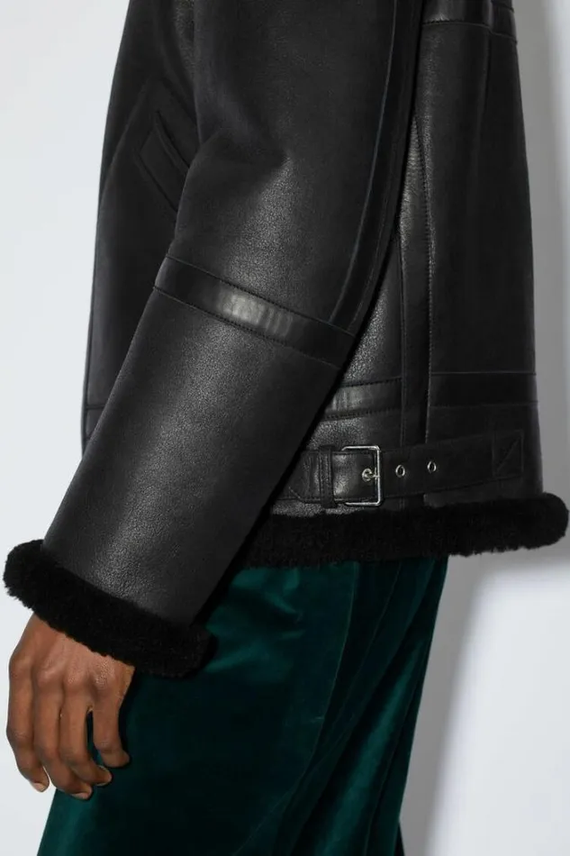 Acne Studios Outerwear Man Shearling Aviator Jacket Black