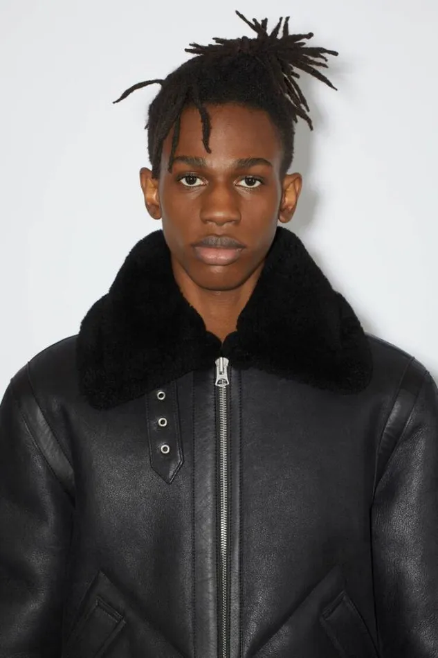 Acne Studios Outerwear Man Shearling Aviator Jacket Black