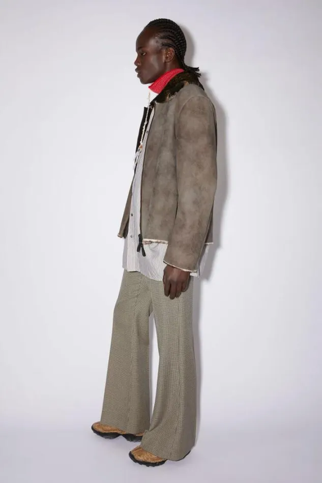Acne Studios Outerwear Man Shearling Suede Fur Jacket Antique Brown